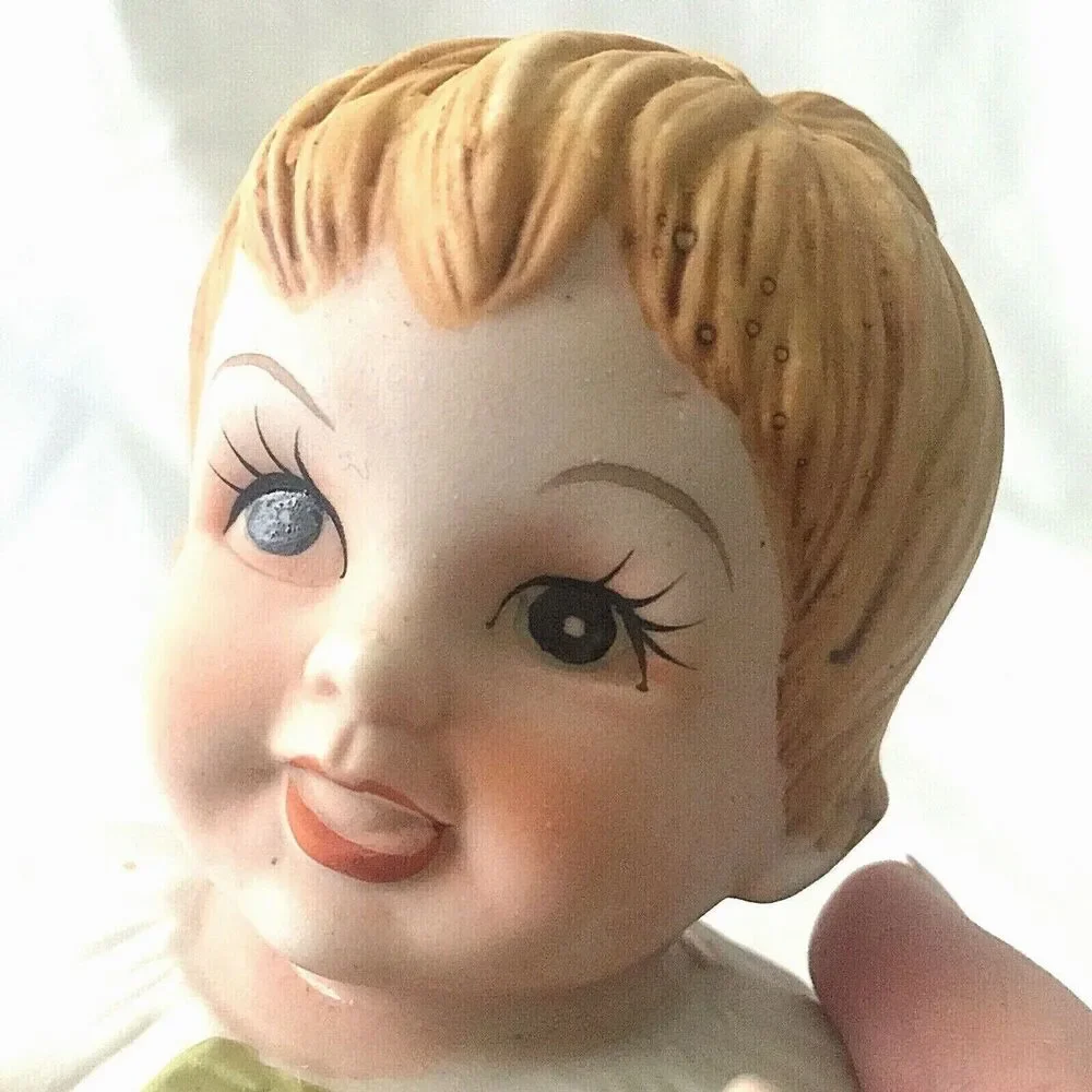 Royal Crown Baby Girl Vintage Porcelain Bisque Figurine Piano Child Angel